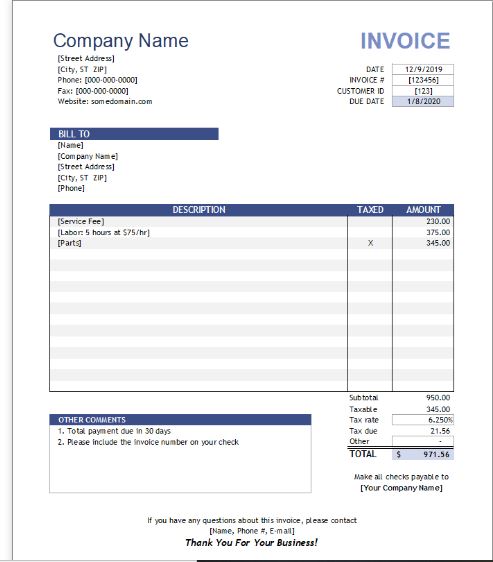 example of an invoice